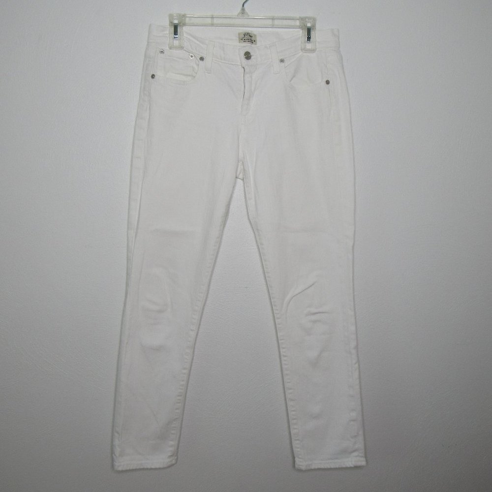 J CREW White Skinny Jeans Slim Boyfriend Size 27
